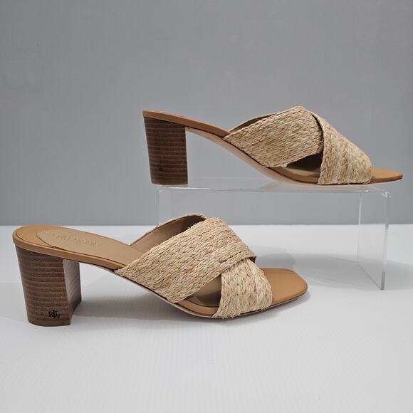 NEW Lauren Ralph Lauren Freddi Sandal Slide Slip On Raffia Size 10 - Picture 3 of 14